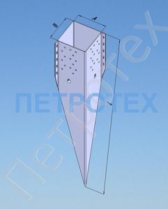 Опора столба "Русский штык", оцинкованная Опора столба "Русский штык", оцинкованная