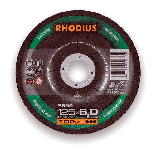 Диск шлифовальный по камню RS66, 125х6/7х22,2мм //  Rhodius Диск шлифовальный по камню RS66, 125х6/7х22,2мм //  Rhodius