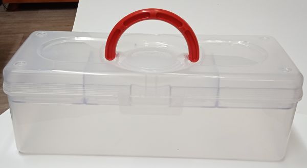 Ящик пластиковый BOX TB 3012 универсальный, прозрачный с синей ручкой//ЦК Ящик пластиковый BOX TB 3012 универсальный, прозрачный с синей ручкой//ЦК