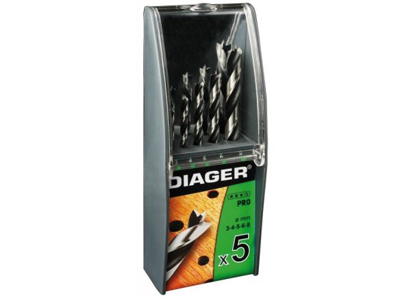 Комплект спиральных сверл по дереву 907B // Diager