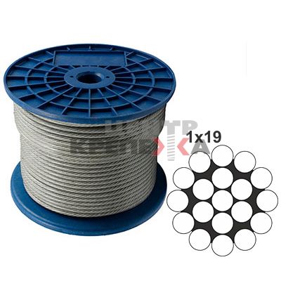 Cтальной канат (трос) DIN 3053 (1x19)