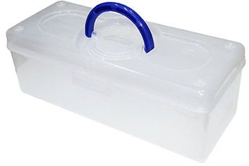 Ящик пластиковый BOX TB 3414 универсальный, прозрачный с синей ручкой//ЦК